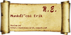 Munkácsi Erik névjegykártya